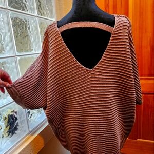 3xl Dex moth sleeve knit light purple and gold top